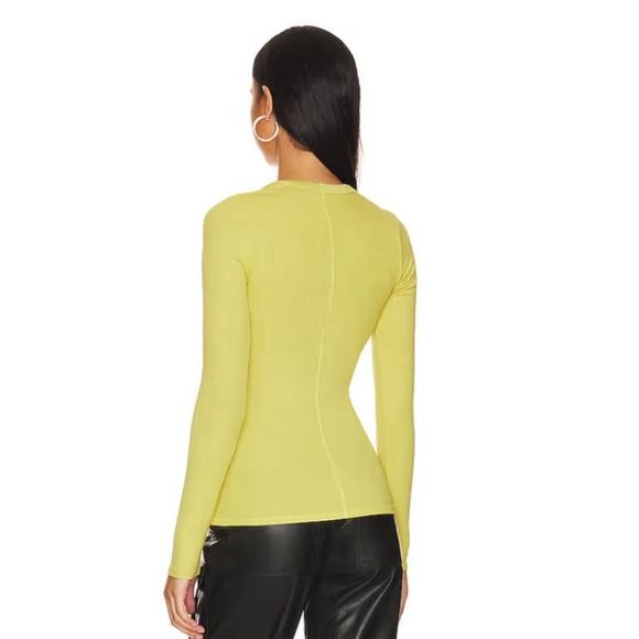 ENZA COSTA Knit Long Sleeve Fitted U Top in Acid $225 - Picture 4 of 7